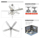 Parrot Uncle 52-Inch Howell Modern Downrod Mount Reversible Crystal Ceiling Fan with Lighting and Remote Control