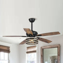 Parrot Uncle 52-Inch Hyderabad-Secunderabad Farmhouse Downrod Mount Reversible Ceiling Fan with Lighting and Remote Control (F6319Q110V)
