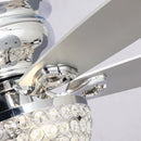 Parrot Uncle 52-Inch Kanpur Modern Chrome Flush Mount Reversible Crystal Ceiling Fan with Lighting and Remote Control (F6349Q110V)