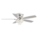 Parrot Uncle 52-Inch Kanpur Modern Chrome Flush Mount Reversible Crystal Ceiling Fan with Lighting and Remote Control (F6349Q110V)