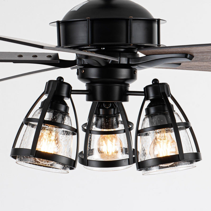 Parrot Uncle 52-Inch Kashmir Traditional Downrod Mount Reversible Ceiling Fan with Lighting and Remote Control (F6352110V)