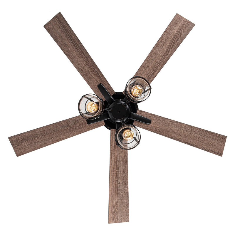 Parrot Uncle 52-Inch Kashmir Traditional Downrod Mount Reversible Ceiling Fan with Lighting and Remote Control (F6352110V)