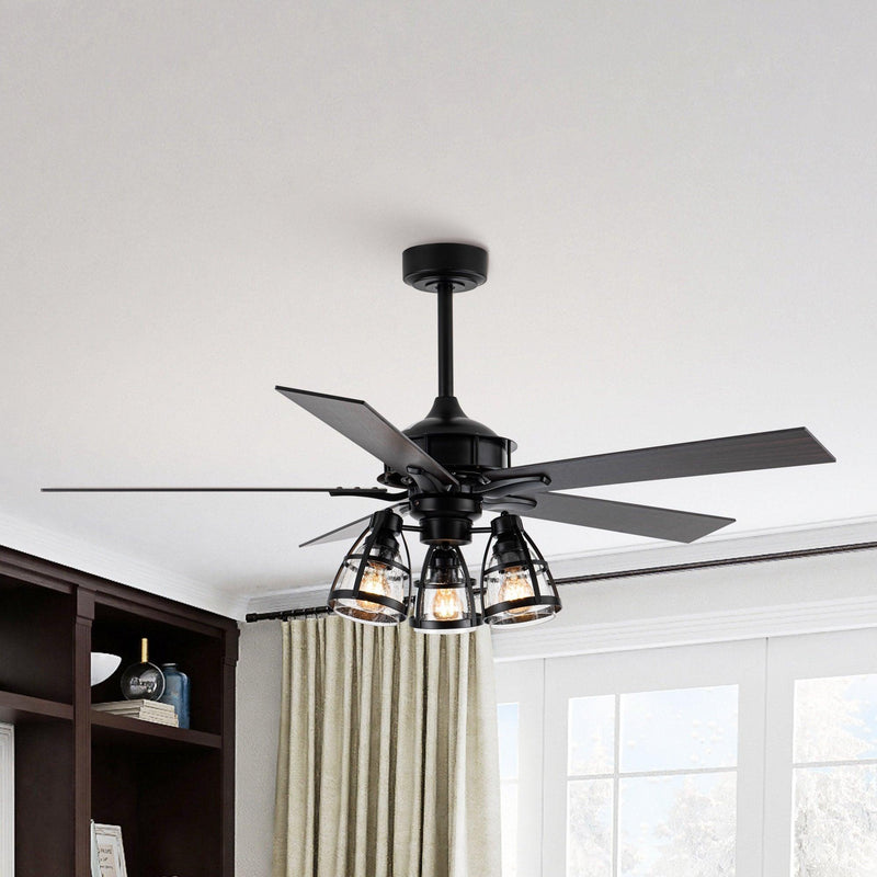 Parrot Uncle 52-Inch Kashmir Traditional Downrod Mount Reversible Ceiling Fan with Lighting and Remote Control (F6352110V)