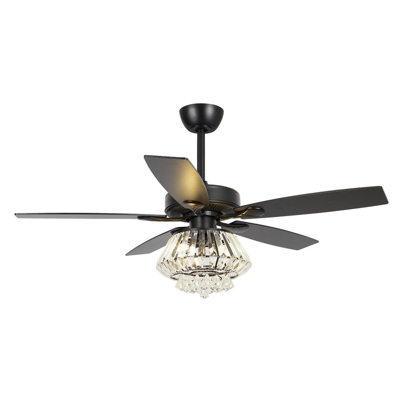 Parrot Uncle 52-Inch Kerala Modern Downrod Mount Reversible Crystal Ceiling Fan with Lighting and Remote Control