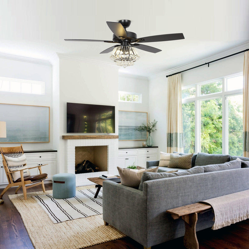 Parrot Uncle 52-Inch Kerala Modern Downrod Mount Reversible Crystal Ceiling Fan with Lighting and Remote Control