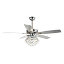Parrot Uncle 52-Inch Kerala Modern Downrod Mount Reversible Crystal Ceiling Fan with Lighting and Remote Control