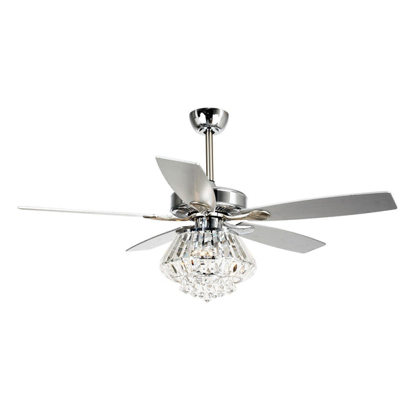 Parrot Uncle 52-Inch Kerala Modern Downrod Mount Reversible Crystal Ceiling Fan with Lighting and Remote Control