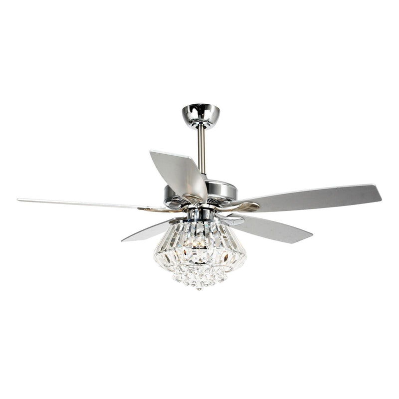 Parrot Uncle 52-Inch Kerala Modern Downrod Mount Reversible Crystal Ceiling Fan with Lighting and Remote Control