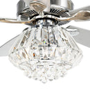 Parrot Uncle 52-Inch Kerala Modern Downrod Mount Reversible Crystal Ceiling Fan with Lighting and Remote Control