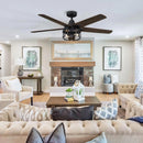 Parrot Uncle 52-Inch Kolkata Industrial Downrod Mount Reversible Ceiling Fan with Lighting and Remote Control (F6320110V)