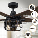 Parrot Uncle 52-Inch Kolkata Industrial Downrod Mount Reversible Ceiling Fan with Lighting and Remote Control (F6320110V)