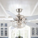 Parrot Uncle 52-Inch Kyla Industrial Brushed Nickel Reversible Caged Ceiling Fan with Lighting (F6236Q110V)
