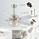 Parrot Uncle 52-Inch Kyla Industrial Brushed Nickel Reversible Caged Ceiling Fan with Lighting (F6236Q110V)