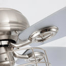 Parrot Uncle 52-Inch Kyla Industrial Brushed Nickel Reversible Caged Ceiling Fan with Lighting (F6236Q110V)