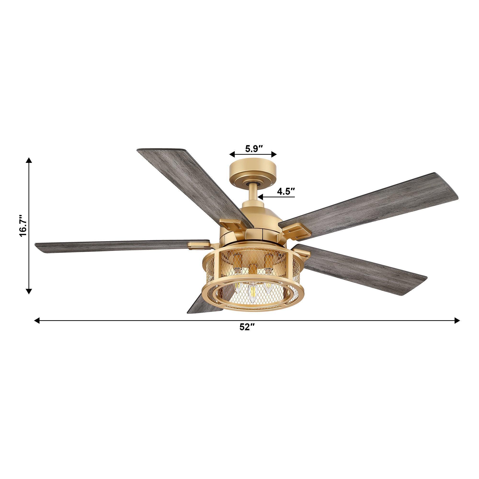 Parrot Uncle 52-inch ceiling fan with black reversible blades and integrated light