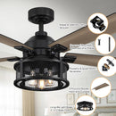 Parrot Uncle 52-Inch Lucknow Industrial Black Reversible Ceiling Fan with Lighting and Remote Control