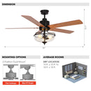 Parrot Uncle 52-Inch Mumbai Industrial Downrod Mount Reversible Ceiling Fan with Lighting and Remote Control (F6286Q110V)