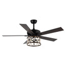 Parrot Uncle 52-Inch New Delhi Industrial Downrod Mount Reversible Ceiling Fan with Lighting and Remote Control (F6354110V)
