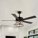 Parrot Uncle 52-Inch New Delhi Industrial Downrod Mount Reversible Ceiling Fan with Lighting and Remote Control (F6354110V)