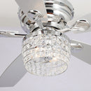 Parrot Uncle 52-Inch Panipat Modern Chrome Flush Mount Reversible Crystal Ceiling Fan with Lighting and Remote Control (F6328Q110V)