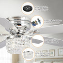 Parrot Uncle 52-Inch Panipat Modern Chrome Flush Mount Reversible Crystal Ceiling Fan with Lighting and Remote Control (F6328Q110V)