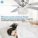 Parrot Uncle 52-Inch Panipat Modern Chrome Flush Mount Reversible Crystal Ceiling Fan with Lighting and Remote Control (F6328Q110V)