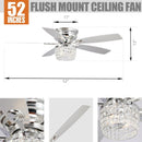 Parrot Uncle 52-Inch Panipat Modern Chrome Flush Mount Reversible Crystal Ceiling Fan with Lighting and Remote Control (F6328Q110V)