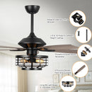 Parrot Uncle 52-Inch Paquette Industrial Downrod Mount Reversible Ceiling Fan with Lighting and Remote Control (F6315Q110V)
