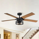 Parrot Uncle 52-Inch Prayag Industrial Downrod Mount Reversible Ceiling Fan with Lighting and Remote Control