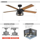 Parrot Uncle 52-Inch Prayag Industrial Downrod Mount Reversible Ceiling Fan with Lighting and Remote Control