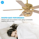 Parrot Uncle 52-Inch Pune Farmhouse Downrod Mount Reversible Ceiling Fan with Lighting and Remote Control (F6350Q110V)