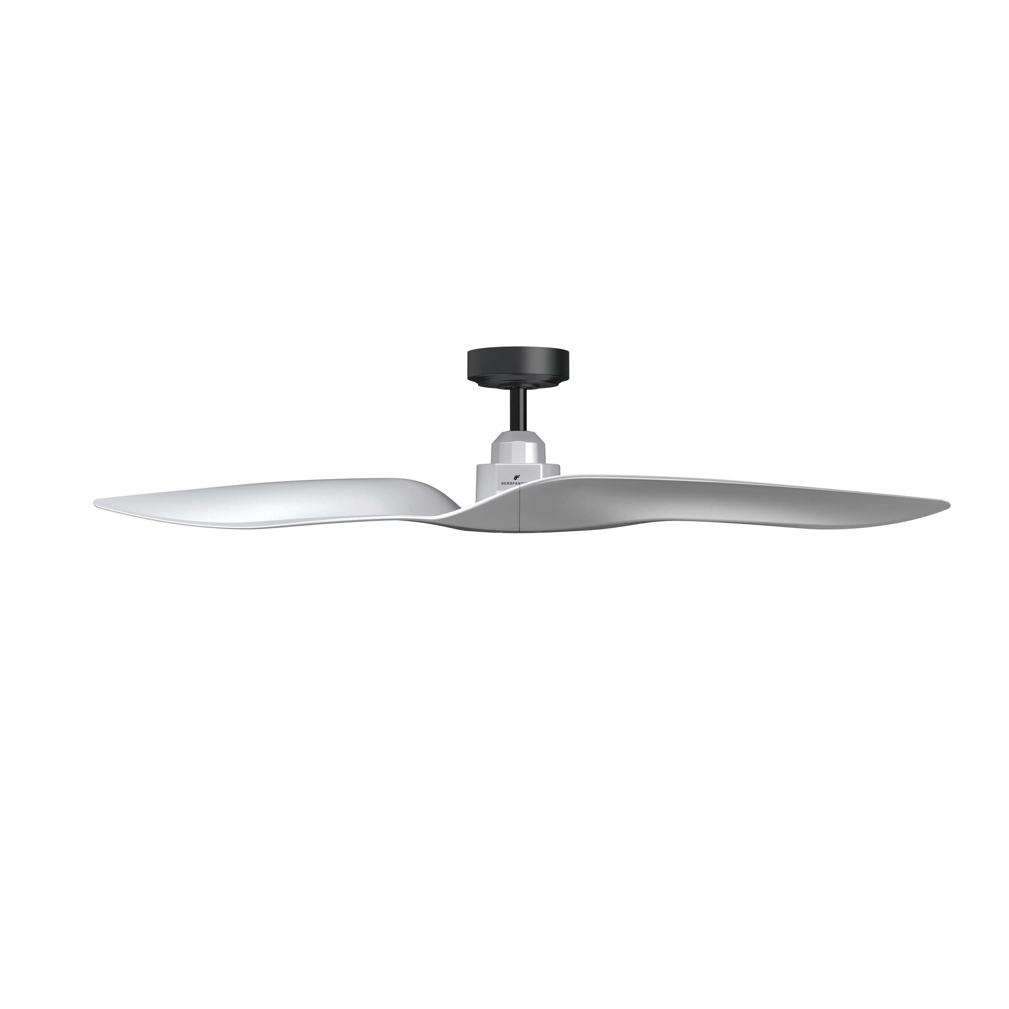 52-inch silver ceiling fan with black top cover and reversible-style blade set