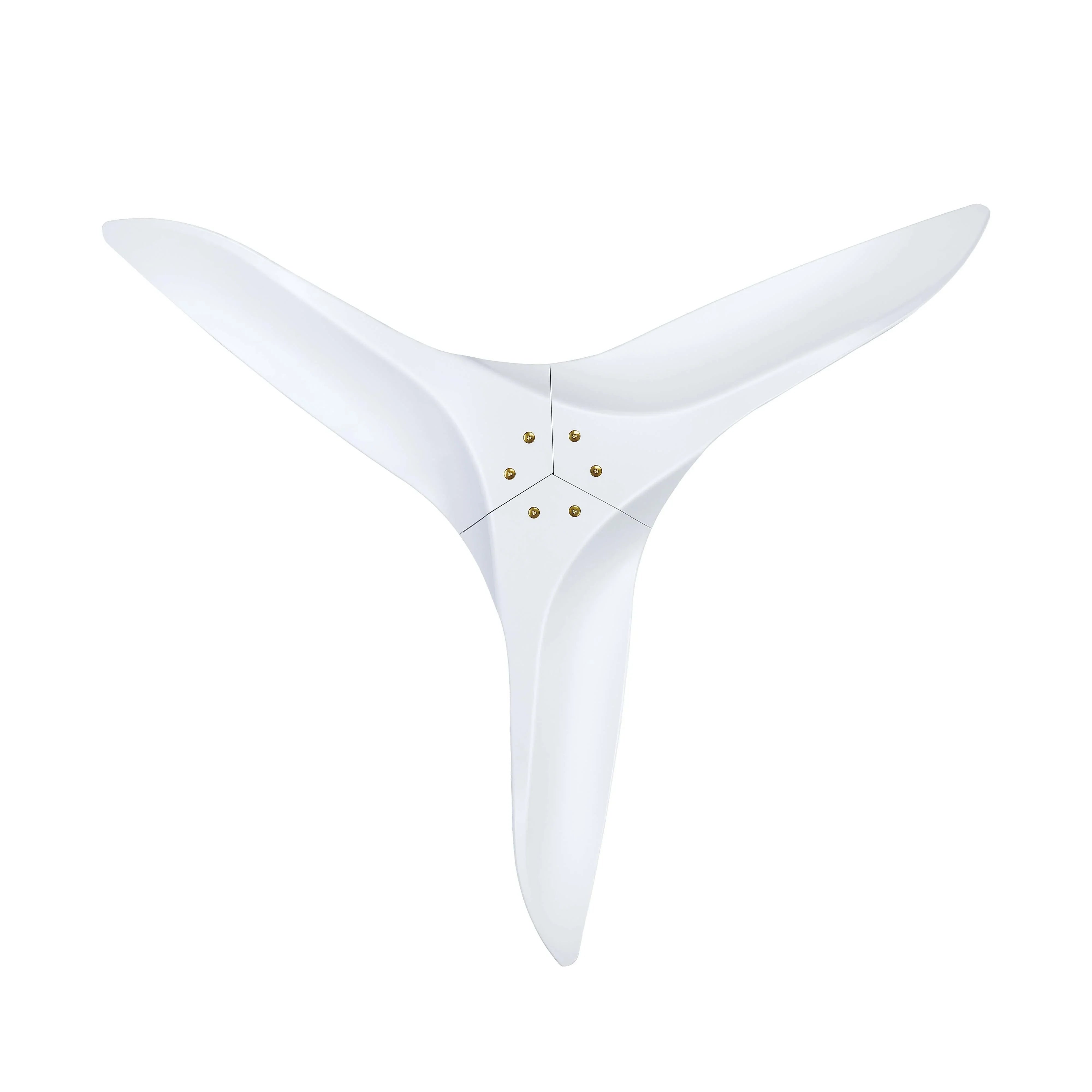 White ceiling fan close-up of central hub with decorative dot accents and blades