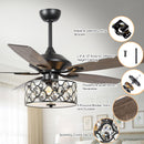 Parrot Uncle 52-Inch Tibuh Modern Downrod Mount Reversible Crystal Ceiling Fan with Lighting and Remote Control