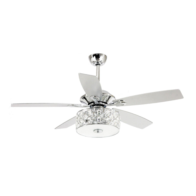 Parrot Uncle 52-Inch Tibuh Modern Downrod Mount Reversible Crystal Ceiling Fan with Lighting and Remote Control