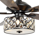 Parrot Uncle 52-Inch Tibuh Modern Downrod Mount Reversible Crystal Ceiling Fan with Lighting and Remote Control