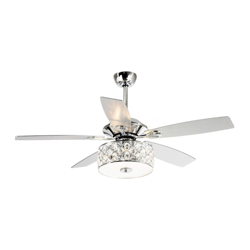 Parrot Uncle 52-Inch Tibuh Modern Downrod Mount Reversible Crystal Ceiling Fan with Lighting and Remote Control