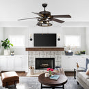 Parrot Uncle 52-Inch Urbana Downrod Mount Reversible Industrial Ceiling Fan with Lighting and Pull Chain (F6313110V)