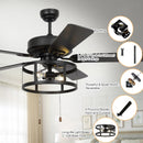Parrot Uncle 52-Inch Urbana Downrod Mount Reversible Industrial Ceiling Fan with Lighting and Pull Chain (F6313110V)