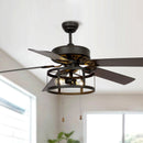 Parrot Uncle 52-Inch Urbana Downrod Mount Reversible Industrial Ceiling Fan with Lighting and Pull Chain (F6313110V)