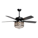 Parrot Uncle 52-Inch Wethington Modern Downrod Mount Reversible Crystal Ceiling Fan with Lighting and Remote Control (F6253QQ110V)