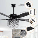 Parrot Uncle 52-Inch Wethington Modern Downrod Mount Reversible Crystal Ceiling Fan with Lighting and Remote Control (F6253QQ110V)