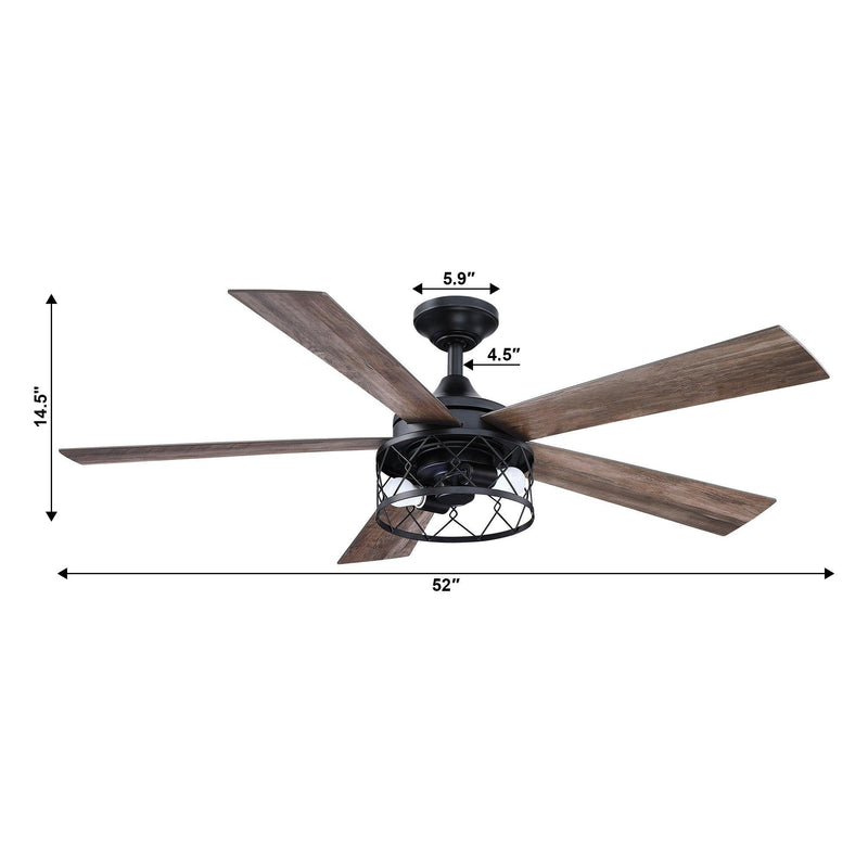 Parrot Uncle 52-Inch Windmill Industrial Downrod Mount Reversible Ceiling Fan with Lighting and Remote Control (BBLAB025A0)