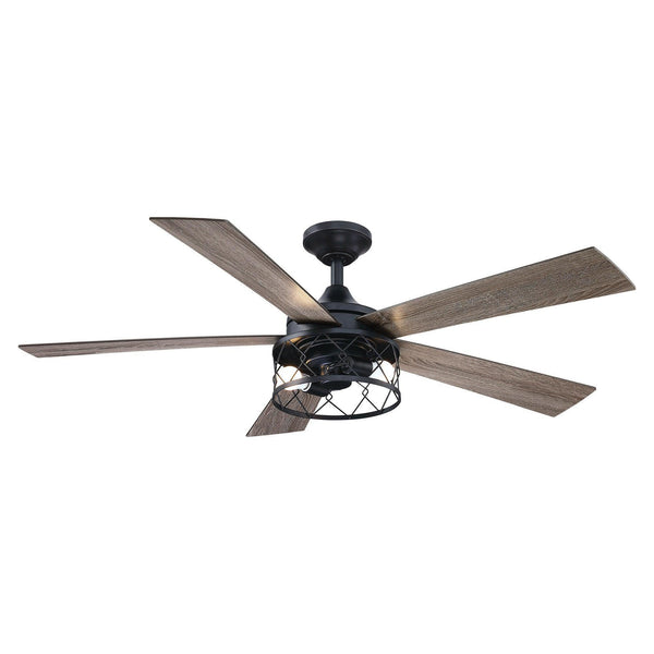 Parrot Uncle 52-Inch Windmill Industrial Downrod Mount Reversible Ceiling Fan with Lighting and Remote Control (BBLAB025A0)