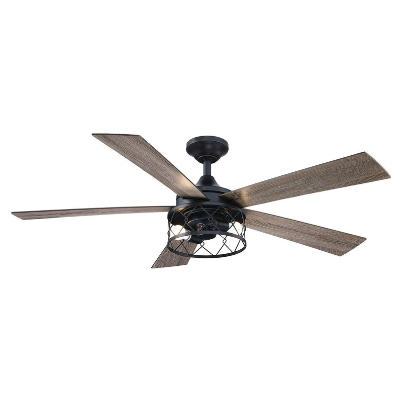 Parrot Uncle 52-Inch Windmill Industrial Downrod Mount Reversible Ceiling Fan with Lighting and Remote Control (BBLAB025A0)