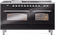 ILVE Nostalgie II 60-Inch Natural Gas Dual Fuel Range with 7 Burners, Griddle, & French Top with Triple Glass Door Oven in Glossy Black with Chrome Trim (UP60FSNMPBKC)