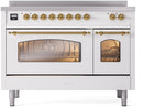 ILVE Nostalgie II 48-Inch Limited Edition Induction Range in White with Brass Trim (UPI486NMPWHG)