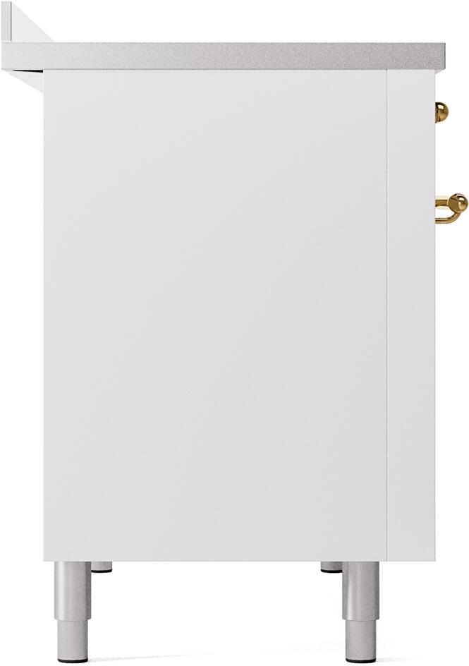 White range side panel with brass handle knob detail and four leveling feet