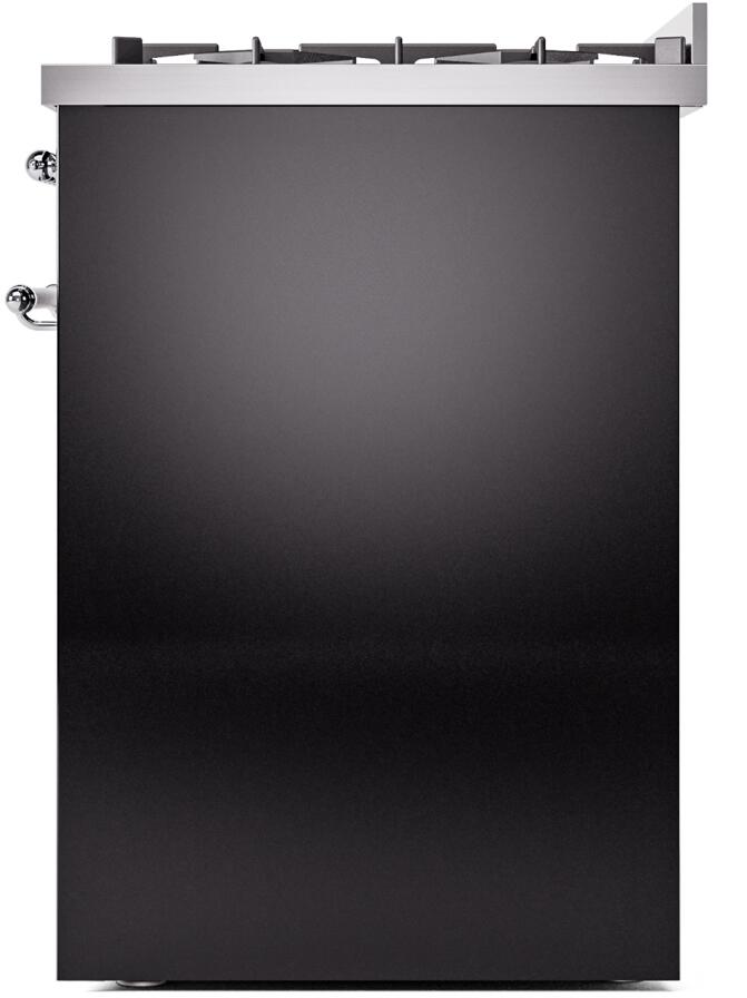 ILVE Nostalgie II 30-Inch Dual Fuel Freestanding Range in Glossy Black with Chrome Trim (UP30NMPBKC)
