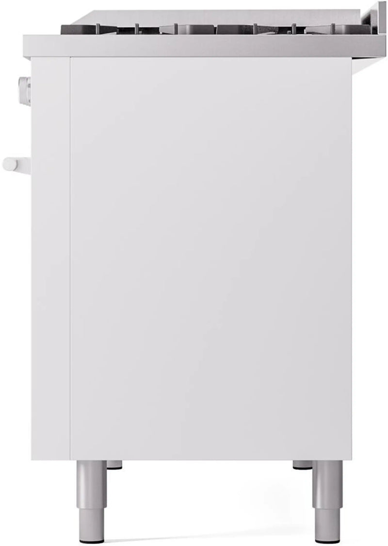 ILVE 48-Inch Professional Plus II Freestanding Dual Fuel Range with 8 Sealed Burner in White (UP48FWMPWH)